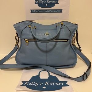 Oryanq Sky Blue Leather Satchel